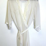 Vintage Expressions by California Dynasty Lace Trim Chiffon Robe Cream‎ Size M Size M Photo 0