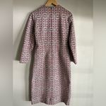 Vintage Stoner Square Geometric Knit Dress Red Gray White Tribal Mod Midi 70s Photo 10