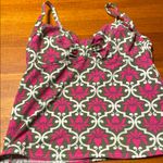 Lands' End Green and Pink Ruched Tankini Swimsuit Photo 0