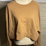 Nuuds Tan Cropped Sweatshirt Pullover Long Sleeve Casual Top Women's XL Photo 0