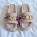 Good American Gold Chain Platform Slide Sandals NIB Photo 1