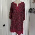 Cut loose floral 3/4 sleeve tunic dress Pink Size L Photo 1