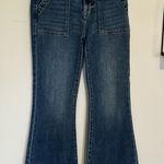 Hidden Jeans Happi Medium Wash Frayed Hem Cargo Crop Flare Size 24 Photo 0