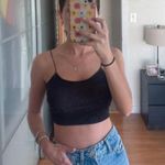 Black Bead Shimmery Black and Gold Crop Top Photo 0