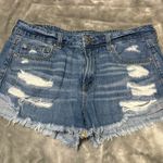 American Eagle  Outfitters Ripped Blue Jean Shorts Tomgirl Shortie Photo 0