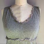 The Limited  100% Cotton gray sleeveless V neck tank top with fringe trim Photo 4