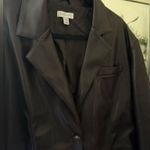 Topshop Tall faux leather oversized blazer - Chocolate Brown Photo 8
