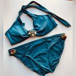 Old Navy Beautiful teal bikini with jewel accents. Photo 2