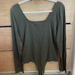 Madewell  Square-Neck Thong Bodysuit Olive Green size XL Photo 5