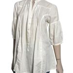 Retro Women’s Size M White Cotton Placket Henley Pocket Front Tunic Shirt Size M Photo 2