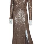 Eliza J  Women's Sequined V-Neck Draped-Bodice Gown Taupe Sz 6 Photo 1