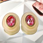 Givenchy Couture Rare Vintage Frosted Lucite & Pink Sapphire stones Clip-On Earrings Photo 5
