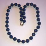 Lot of 2 Vintage Navy Blue & Off White Beaded Boho Necklaces Photo 4
