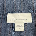 J. Jill Jenna Striped Linen Wide Leg Crop Pants Denim Blue Small Elastic Waist Photo 5