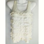 J.Crew  Layering Cream Tiered Ruffle Sequin Scoop‎ Neck Tank Top Blouse Size XS Photo 1