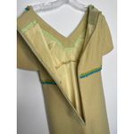 American Vintage OOAK Vintage 60s mod tweed yellow dress, blue green trim fringe hem Medium Photo 11