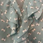 ⭐️Romy light teal blue sleeveless blouse with dandelion print and ruffles medium Photo 12