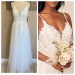 Lulus NWOT Breathtaking Romance White Embroidered Tulle Gown Photo 1