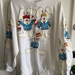 BJ Frog Sweatshirt Men’s Size L Snow Bunnies Print White CrewNeck 80s DEADSTOCK Size L Photo 0