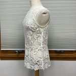 CAbi  Off White Sheer Needle Floral Lace Shell Peplum Tank Top #800 Size Medium Photo 7