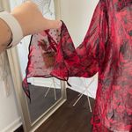 Red Black Whimsygoth Split Sleeve Asymmetric Semi Sheer Mesh Blouse L Size L Photo 4