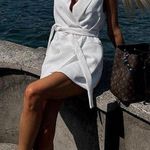 ZARA white vest double breasted sleeveless blazer jacket with waist tie Photo 0