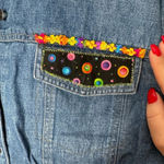 Liz Claiborne CRAZY HORSE Vintage Funky Artsy Embroidered Denim Jean Jacket Photo 6