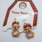 NWT Happy Holidays Christmas Reindeer Earrings Red Photo 1