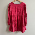 Urban Outfitters  Red Wine Long Sleeve Tiered Textured Babydoll Dress Size Medium Photo 3