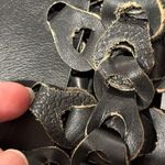 Leather Double big Woven 60s Vintage boho rustic handbag tote Black Photo 6