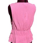 Sanctuary Button Front Featherweight Blouse Shirred Top Strawberry Ice NWT Large Photo 7