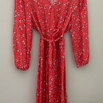 NWT GAP FACTORY BELTED DRESS Size 8 Coral‎ Floral print. Rayon Long Sleeve Pink Photo 0