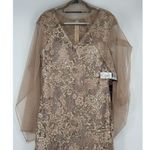 Alex Evenings  Women's Long V Neck Fit and Flare Dress w/ Shawl Rose Gold Size 12 Photo 4