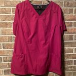 Elle Women's Burgundy Scrub Top Photo 0