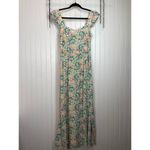 Loft NWOT  Ruffle Strap Midi Dress Green Pink Floral Summer Boho Silk Size 6 Photo 1