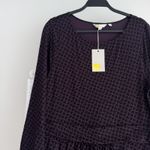 Boden Abigail Jersey Dress 14R Purple Leaf Print Long Sleeve Stretchy Midi Dark Size 14 Photo 1