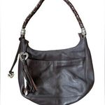 Brighton Barbados Brown Pewter Pebble Leather Zipper Medium Hobo Purse Bag Photo 0