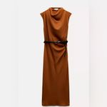 Zara collection midi dress with belt Brown Size XS Photo 4