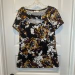 Paradox Black Multicolor Floral Knit Cutout Short Sleeve Top size 1X Photo 0