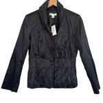 Christopher & Banks NWT New Black Crinkle Cotton Blend Jacket Women’s Size S Photo 0