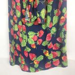 Warehouse Strawberry Print Sleeveless Midi Dress Blue Size 2 Photo 5