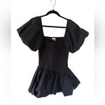 Love Shack Fancy Asa Puff Sleeve Bubble Hem Mini Dress Black Photo 2