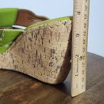 b.o.c. Green Leather Cork Sole Wedge Sandals Size 9 Green Leather Wedges Photo 12