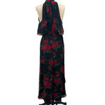 Lovers + Friends Golden Ray Maxi Dress Black Red Floral Rose Print Size Small Photo 8