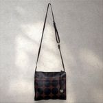 Brahmin  Adjustable Crossbody Bag Purse Brown Black Barcelona Polka‎ Dot Circles Photo 1
