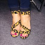 Qupid Leopard High Block Heel Sandal Ankle Strap Open‎ Toe Shoe Size 6 Photo 3