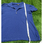 Ralph Lauren  Women's Blue Eyelet Gold Button Polo Shirt Blue Size Medium Photo 3
