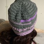 Handmade Gray Lavender Beanie Hat Photo 3