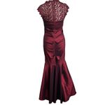 XScape  Satin Mermaid Gown Lace Shoulder Formal Evening Dress Stretch Sz 10 Photo 3