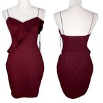 ASTR  The Label Ruffle Stretch Knit Body Con Dress Wine Medium M New Photo 6